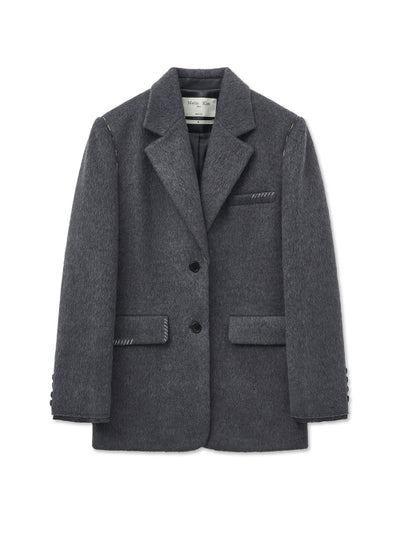 MATIN KIM Hairy Overfit Stitch Single Jacket in Grey