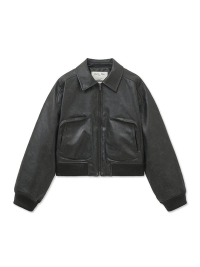 MATIN KIM Faux Leather Out Pocket Jumper