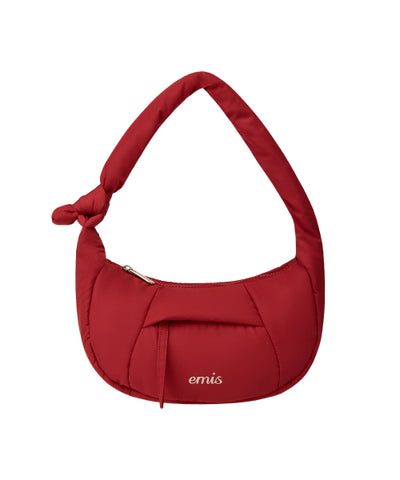PADDED ZIP POCKET HOBO BAG-RED
