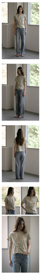 KNOWN BETTER Side tuck strap T-shirt [KNSS03TS09]_Mint beige