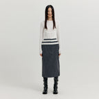 EENK EENK XETTE Waistband Layered Midi Skirt - Dark Grey