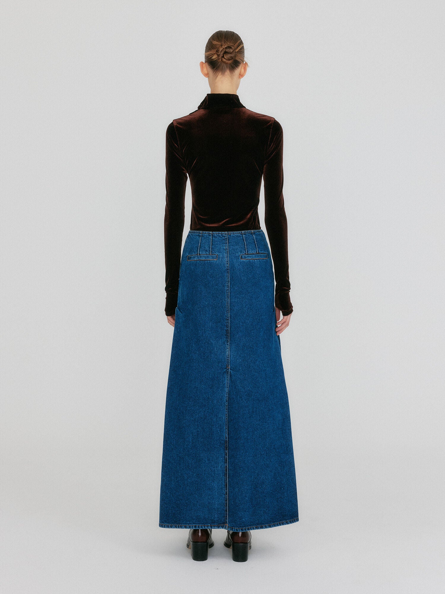EENK ZOAN Straight Denim Skirt - Blue