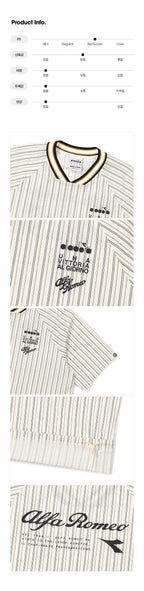 diadora Alfa Romeo Seersucker Short Sleeve T-Shirt IVORY