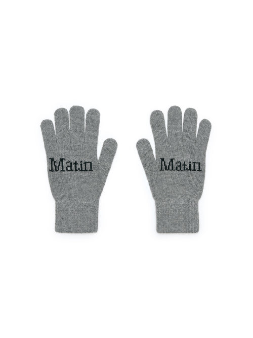 MATIN KIM MATIN KIM Split Logo Knit Gloves in Grey