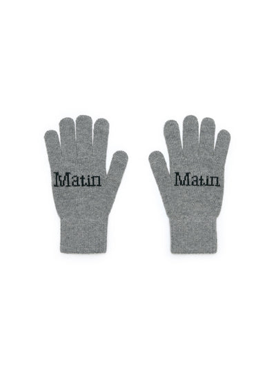 MATIN KIM Split Logo Knit Gloves in Grey