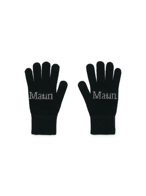 MATIN KIM MATIN KIM Split Logo Knit Gloves in Black