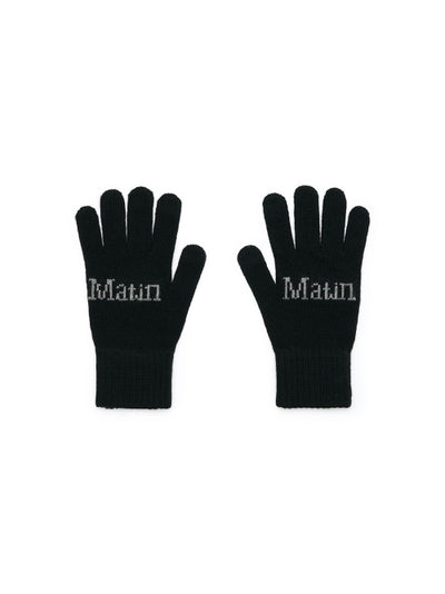 MATIN KIM Split Logo Knit Gloves in Black