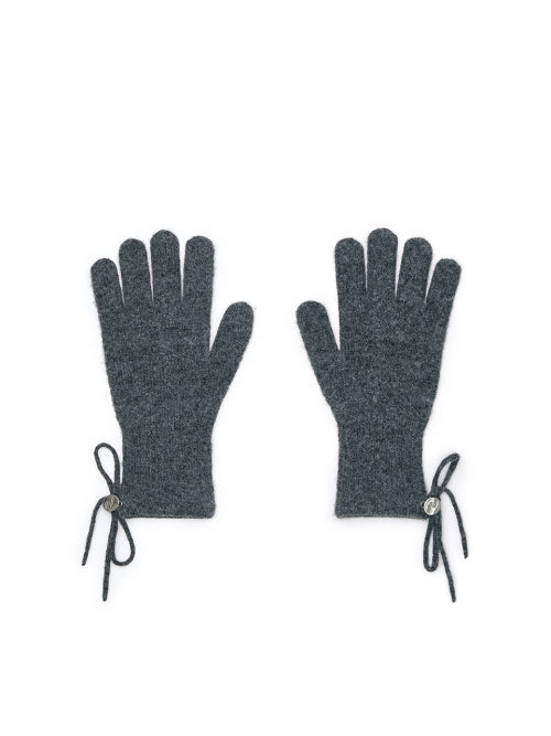 MATIN KIM MATIN KIM Ribbon Finger Hole Gloves Charcoal