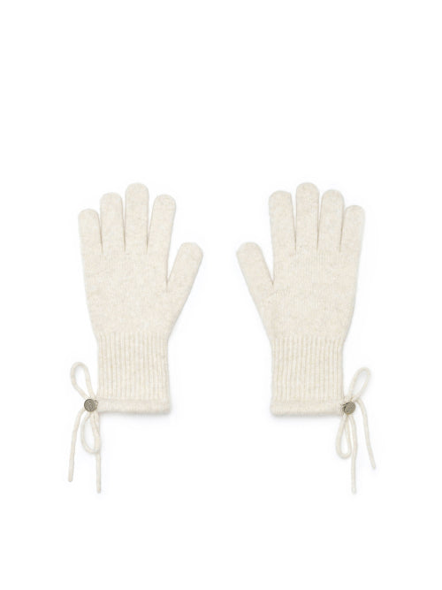 MATIN KIM MATIN KIM Ribbon Finger Hole Gloves Ivory