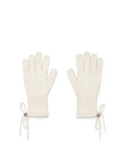 MATIN KIM Ribbon Finger Hole Gloves Ivory
