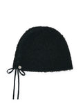 MATIN KIM MATIN KIM RIBBON TIE KNIT BEANIE in Black