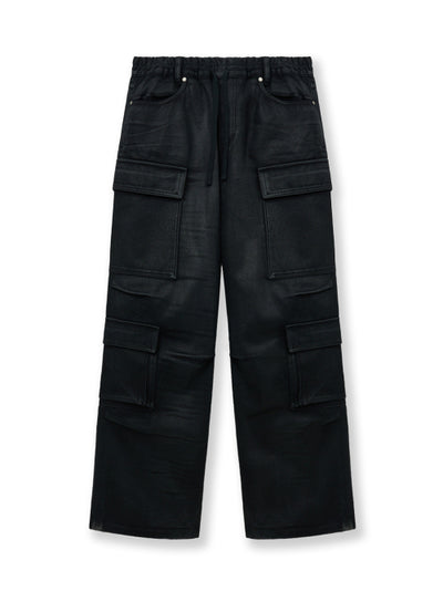 MATIN KIM Coating Cargo Denim Pants Black