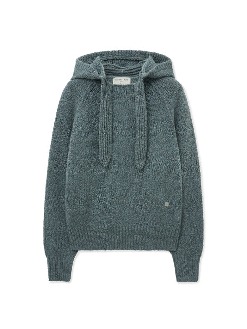 MATIN KIM MATIN KIM Hoodie Pullover with Muffler Point in Blue