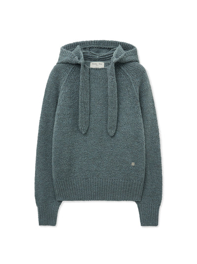 MATIN KIM Hoodie Pullover with Muffler Point in Blue