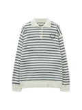 MATIN KIM MATIN KIM Heart Logo Collar Striped Pullover