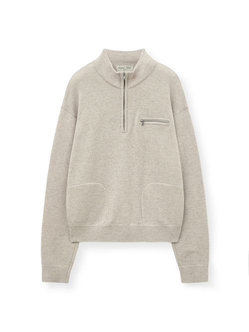 MATIN KIM MATIN KIM Knitwear Half Zip Pullover for Women in Light Beige