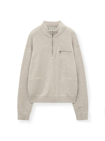 MATIN KIM Knitwear Half Zip Pullover for Women in Light Beige