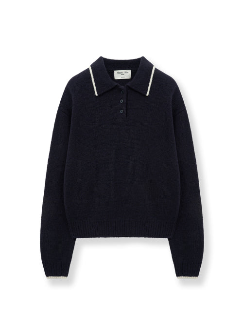 MATIN KIM MATIN KIM Knitwear Back Logo Collar Top (Size M)