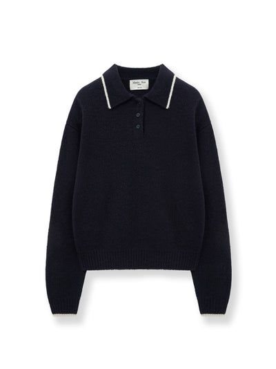 MATIN KIM Knitwear Back Logo Collar Top (Size M)