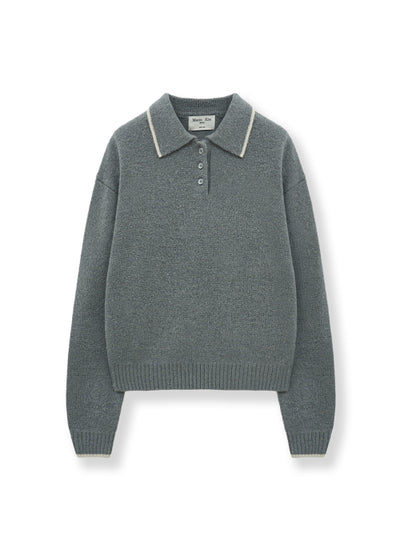 MATIN KIM Knitwear Back Logo Collar Top for Women