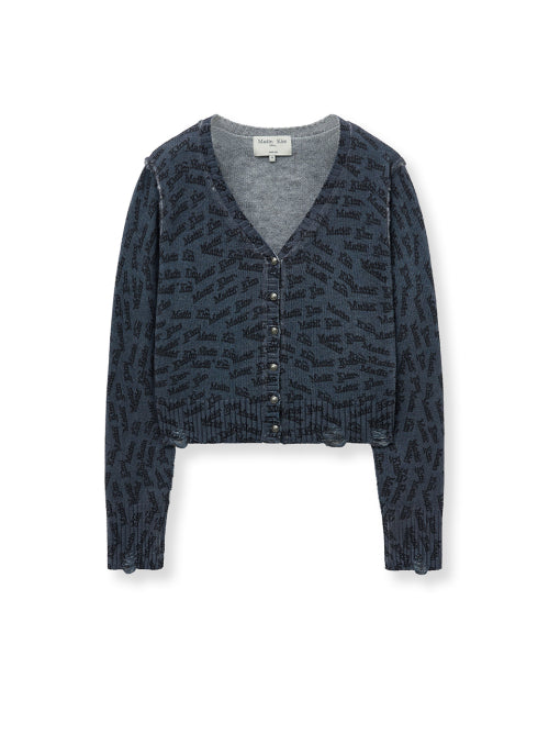 MATIN KIM MATIN KIM All Over Logo Crop Cardigan