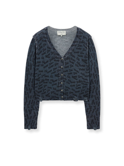 MATIN KIM All Over Logo Crop Cardigan