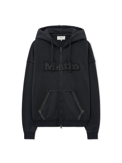 MATIN KIM Hoodie Zip Up in Charcoal