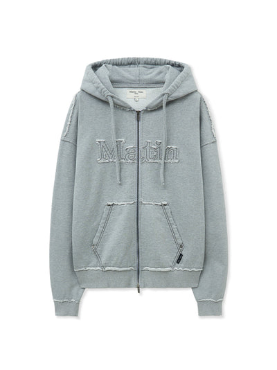 MATIN KIM Hoodie Zip Up in Grey