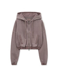 MATIN KIM MATIN KIM Hoodie Crop Zip Up for Women in Pink