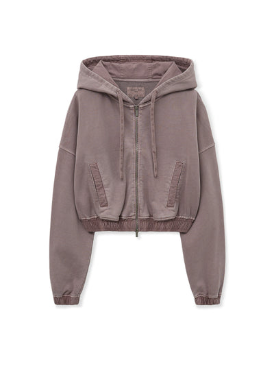 MATIN KIM Hoodie Crop Zip Up for Women in Pink