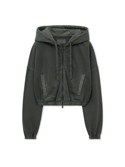MATIN KIM Hoodie Crop Zip Up for Women