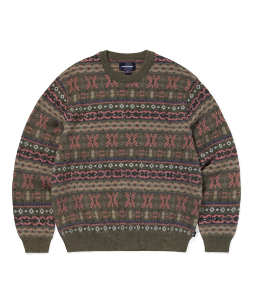 THISISNEVERTHAT THISISNEVERTHAT Fair Isle Knit Sweater Olive Green
