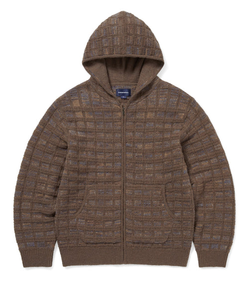 THISISNEVERTHAT THISISNEVERTHAT Textured Knit Zip Hoodie Brown