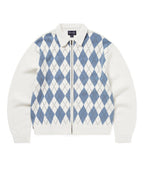THISISNEVERTHAT THISISNEVERTHAT Argyle Zip Knit Cardigan White