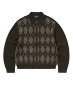 THISISNEVERTHAT THISISNEVERTHAT Argyle Zip Knit Cardigan Brown