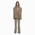 YCH GOLD BOTTON-DETAIL OVERSIZE JACKET BROWN (W24JK2011BR)