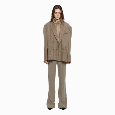 GOLD BOTTON-DETAIL OVERSIZE JACKET BROWN (W24JK2011BR)