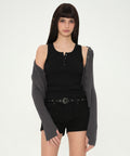 MUSINSA STANDARD WOMAN MUSINSA STANDARD WOMAN Women's Henley Neck Tank Top Black