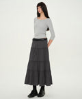 MUSINSA STANDARD WOMAN MUSINSA STANDARD WOMAN Jersey Tiered Long Skirt Gray
