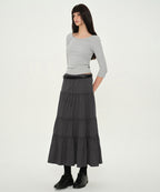 MUSINSA STANDARD WOMAN MUSINSA STANDARD WOMAN Jersey Tiered Long Skirt Gray