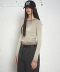 MUSINSA STANDARD WOMAN MUSINSA STANDARD WOMAN T-Shirt Slim Crew Neck Long Sleeve [Greyish Beige]