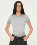 MUSINSA STANDARD WOMAN MUSINSA STANDARD WOMAN Women's Slim Crew Neck T-Shirt (Gray)