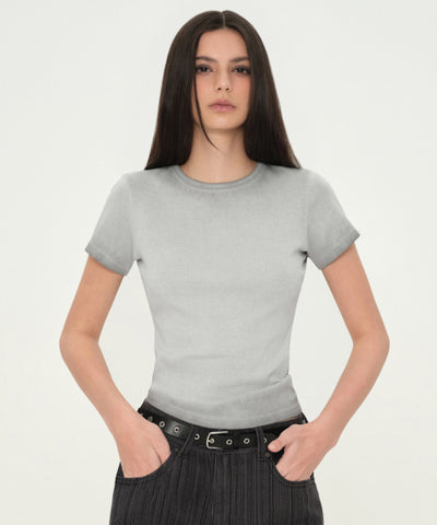 MUSINSA STANDARD WOMAN Women's Slim Crew Neck T-Shirt (Gray)