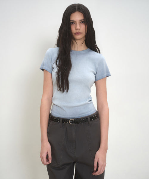 MUSINSA STANDARD WOMAN MUSINSA STANDARD WOMAN T-Shirt Slim Fit [Dusty Blue]