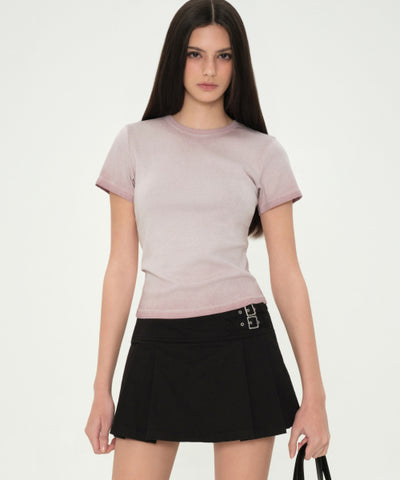 MUSINSA STANDARD WOMAN T-Shirt Slim Crew Neck [Smoke Pink] (Size S)
