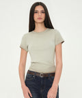 MUSINSA STANDARD WOMAN MUSINSA STANDARD WOMAN Women's Slim Crew Neck T-Shirt (Sage)