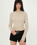 MUSINSA STANDARD WOMAN MUSINSA STANDARD WOMAN T-Shirt Slim Crew Neck Long Sleeve [Dusty Cream]