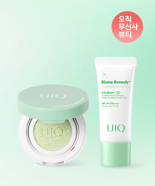 UIQ UIQ Biom Remedy Mini Tone-Up Sun Cushion Green + Tone-Up Sun Cream Green (20ml)