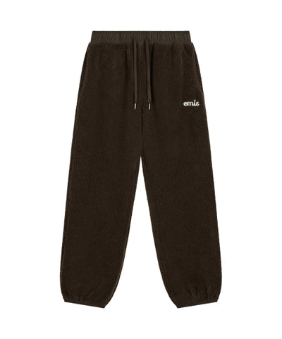 (W) FLEECE JOGGER PANTS-BROWN