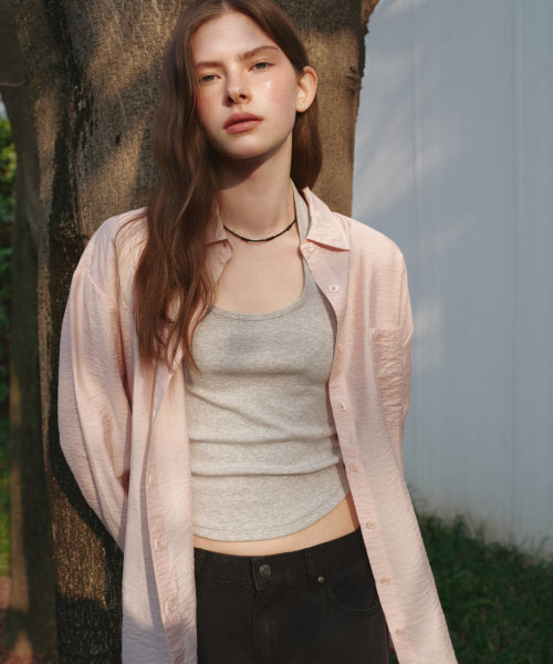 MUSINSA STANDARD WOMAN MUSINSA STANDARD WOMAN Oversized Crinkle Silky Shirt [Indian Pink]